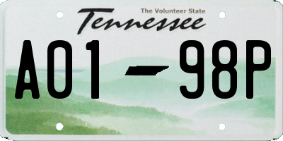 TN license plate A0198P