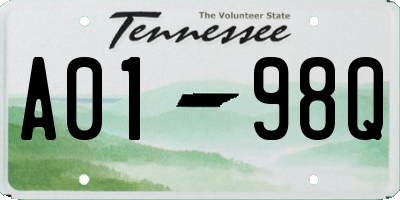 TN license plate A0198Q