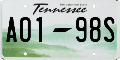 TN license plate A0198S