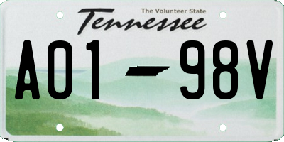 TN license plate A0198V