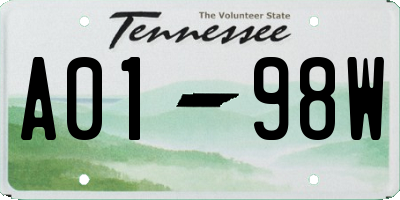 TN license plate A0198W