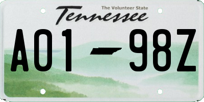 TN license plate A0198Z