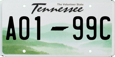 TN license plate A0199C