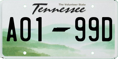 TN license plate A0199D