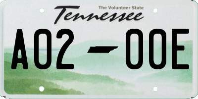 TN license plate A0200E