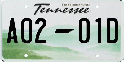TN license plate A0201D