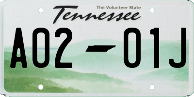 TN license plate A0201J