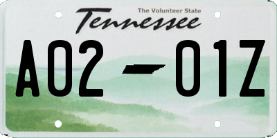 TN license plate A0201Z