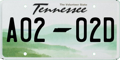 TN license plate A0202D