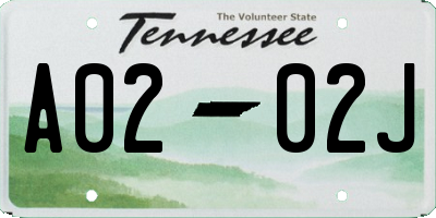 TN license plate A0202J