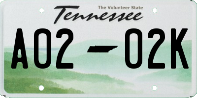 TN license plate A0202K