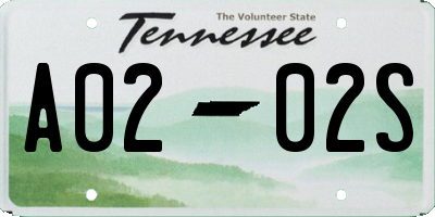 TN license plate A0202S