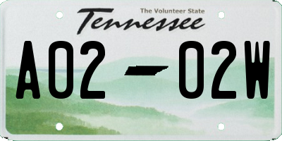 TN license plate A0202W