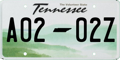 TN license plate A0202Z