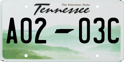 TN license plate A0203C