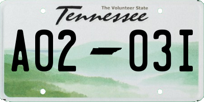 TN license plate A0203I