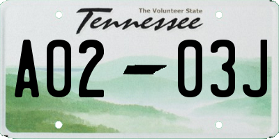 TN license plate A0203J