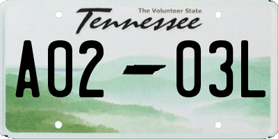 TN license plate A0203L