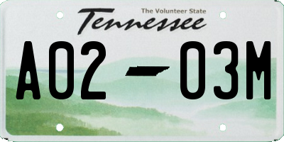 TN license plate A0203M