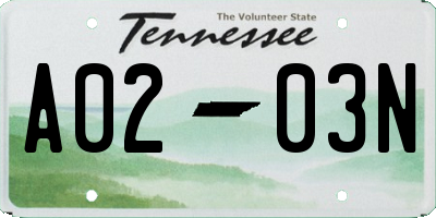 TN license plate A0203N