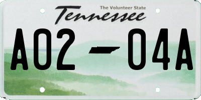 TN license plate A0204A