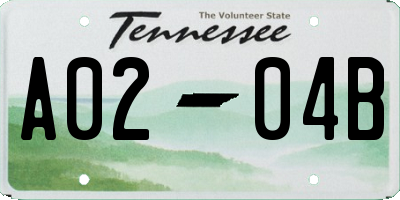 TN license plate A0204B