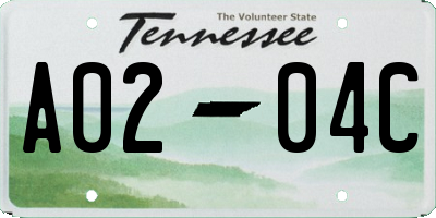 TN license plate A0204C