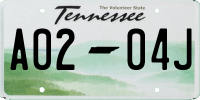 TN license plate A0204J