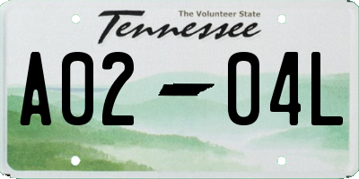 TN license plate A0204L