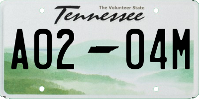 TN license plate A0204M