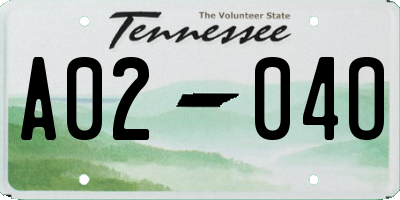 TN license plate A0204O