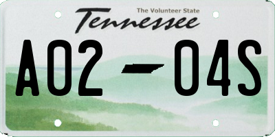 TN license plate A0204S