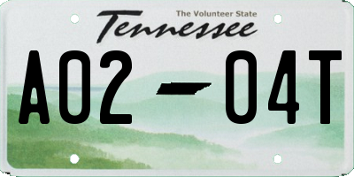 TN license plate A0204T