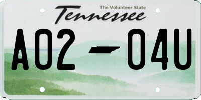 TN license plate A0204U
