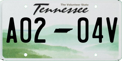 TN license plate A0204V