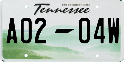 TN license plate A0204W