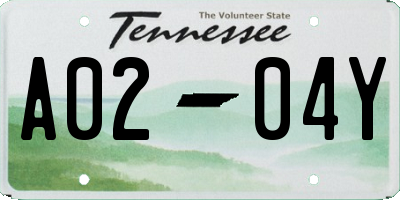 TN license plate A0204Y