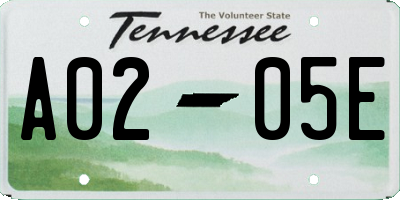 TN license plate A0205E