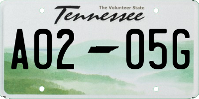 TN license plate A0205G