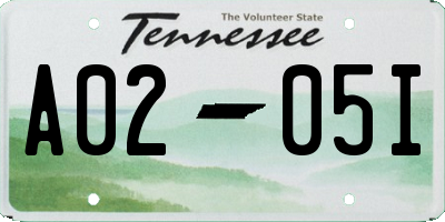 TN license plate A0205I