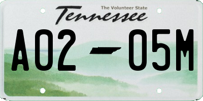 TN license plate A0205M