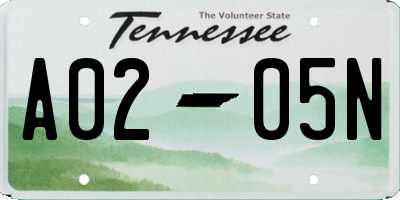 TN license plate A0205N