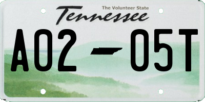 TN license plate A0205T