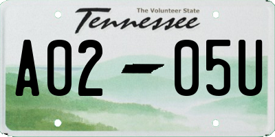 TN license plate A0205U