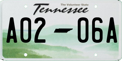 TN license plate A0206A