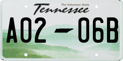 TN license plate A0206B