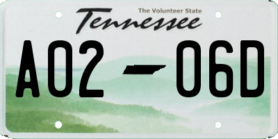 TN license plate A0206D