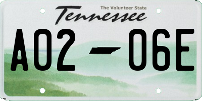 TN license plate A0206E