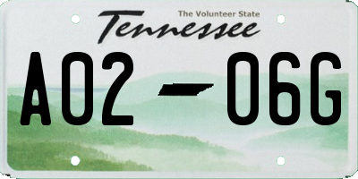 TN license plate A0206G