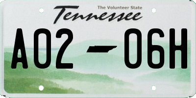 TN license plate A0206H